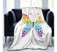 SUHETI Coperta in Pile di Corallo,Una Farfalla Fatta di Arcobaleno colorato Punti Natura Forme Cerchio Vita DOT Arte,Adatto al Campeggio con Divano Letto,Comodo e Morbido 204x153cm