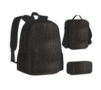 SUHNGE Astratto Scienza Chimica Stampa Teenage Bookbag Lunch Bag Astuccio 3 in 1 Scuola Zaini Set Bambini Zaino, Antico geroglifico egiziano, Taglia unica