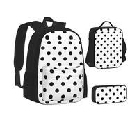 SUHNGE Basset Hound Dog Summer Bus Palme Stampa Zaino Lunch Box Set, 3 in 1 Scuola Bookbag e Astuccio Bundle Matching Combo, A pois., Taglia unica
