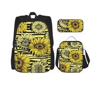 SUHNGE Beauty Pink Floral Flowers Print 3 in 1 Bookbags Set zaino tracolla regolabile borsa pranzo astuccio astuccio astuccio, Sunflowe delle api, Taglia unica