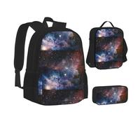 SUHNGE Borsa portapranzo con stampa di ananas e frutta glitterata color oro 3 in 1, per la scuola, set di zaini per bambini, Universe Milky Way Galaxy, Taglia unica