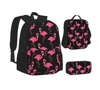 SUHNGE Colorato Tie Dye Stampa Teenage Bookbag Lunch Bag Pencil Case 3 in 1 Scuola Zaini Set Bambini Zaino, Deliziosi fenicotteri rosa., Taglia unica