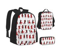 SUHNGE DNA Chain Photo Print Zaino Lunch Box Set, 3 in 1 Scuola Bookbag e Astuccio Bundle Matching Combo, Sala da ballo, Taglia unica