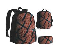 SUHNGE DNA Chain Photo Print Zaino Lunch Box Set, 3 in 1 Scuola Bookbag e Astuccio Bundle Matching Combo, Sport da basket., Taglia unica