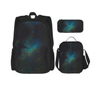 SUHNGE Galaxy in The Universe Print 3 in 1 Bookbags Set Zaino Spalla Regolabile Borsa Pranzo Astuccio Astuccio Astuccio, Galaxy verde., Taglia unica