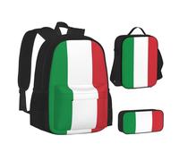 SUHNGE Graziosa borsa per il pranzo con stampa a pois per adolescenti, 3 in 1, zaino per la scuola set zaino per bambini, Bandiera Italia, Taglia unica