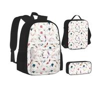 SUHNGE I Love London Print Teenage Bookbag Lunch Bag Pencil Case 3 in 1 Zaino Scuola Set Bambini Zaino, Scarpe con tacco alto, Taglia unica