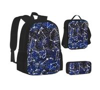 SUHNGE Mid Century Modern con stampa a forma di goccia borsa per libri per adolescenti borsa pranzo astuccio 3 in 1 zaino scuola set zaino per bambini, Si illumina al buio., Taglia unica