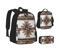 SUHNGE Mid Century - Set 3 in 1 con stampa moderna e stampata, per adolescenti, per libri e pranzo, Nativi americani, Taglia unica