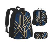 SUHNGE Molti ciottoli neri stampa adolescente Bookbag Lunch Bag Pencil Case 3 in 1 Scuola Zaini Set Bambini Zaino, Astratto Geometrico A, Taglia unica
