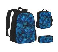 SUHNGE Origami Paper Cranes Stampa Teenage Bookbag Lunch Bag Astuccio 3 in 1 Zaini Scuola Set Bambini Zaino, Tartaruga marina-blu, Taglia unica