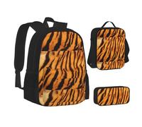 SUHNGE Origami Paper Cranes Stampa Teenage Bookbag Lunch Bag Astuccio 3 in 1 Zaini Scuola Set Bambini Zaino, Motivo a righe tigre, Taglia unica