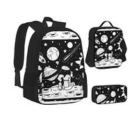 SUHNGE Origami Paper Cranes Stampa Teenage Bookbag Lunch Bag Astuccio 3 in 1 Zaini Scuola Set Bambini Zaino, Astronauta, Taglia unica