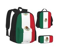 SUHNGE Petoskey Stone Print Teenage Bookbag Lunch Bag Astuccio 3 in 1 Zaini Scuola Set Bambini Zaino, Bandiera del Messico, Taglia unica