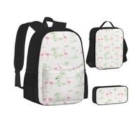 SUHNGE Pink Flamingos Print Teenage Bookbag Lunch Bag Pencil Case 3 in 1 Scuola Zaini Set Bambini Zaino, Fenicotteri rosa., Taglia unica