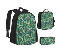 SUHNGE Pink Flamingos Print Teenage Bookbag Lunch Bag Pencil Case 3 in 1 Scuola Zaini Set Bambini Zaino, Grazioso cactus senza cuciture., Taglia unica