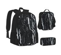SUHNGE Programmatore Programmazione Codice Stampa Teenage Bookbag Lunch Bag Astuccio 3 in 1 Zaini Scuola Set Bambini Zaino, Marmo bianco e nero, Taglia unica
