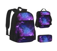 SUHNGE Programmatore Programmazione Codice Stampa Teenage Bookbag Lunch Bag Astuccio 3 in 1 Zaini Scuola Set Bambini Zaino, Galassia blu., Taglia unica