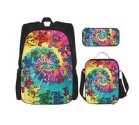 SUHNGE Set 3 in 1 con stampa di scoiattolo, zaino a tracolla regolabile, astuccio portapranzo, astuccio per matite, Orso del Ringraziamento Dancing, Taglia unica