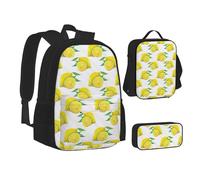 SUHNGE Set 3 in 1 con zaino e astuccio per la scuola con stampa della bandiera tedesca, set coordinato, Giallo limone, Taglia unica