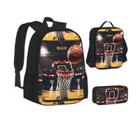 SUHNGE Set 3 in 1 con zaino e astuccio per la scuola con stampa della bandiera tedesca, set coordinato, Pallacanestro, Taglia unica