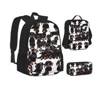 SUHNGE Set 3 in 1 con zaino e astuccio per la scuola con stampa della bandiera tedesca, set coordinato, Bassotto Weiner Pet Dog, Taglia unica