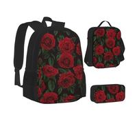 SUHNGE Set 3 in 1 con zaino e astuccio per la scuola con stampa leopardata, Rosa rossa., Taglia unica