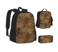 SUHNGE Set 3 in 1 con zaino e astuccio per la scuola con stampa paesaggio invernale, set coordinato, Grazioso leopardo., Taglia unica
