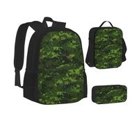 SUHNGE Set 3 in 1 con zaino per la festa del papà e scritta "Love Dad" e astuccio per la scuola, Green Army - Camouflage digitale, Taglia unica