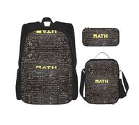 SUHNGE Set di 3 zaini con stampa di foglie verdi e teschio con borsa per il pranzo e astuccio per ragazze scuola media, Matematica scolastica, Taglia unica