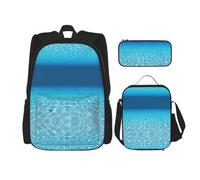 SUHNGE Set di 3 zaini con stampa triangoli e borsa per il pranzo, astuccio per ragazze, scuola media, Tranquil paesaggio subacqueo, Taglia unica