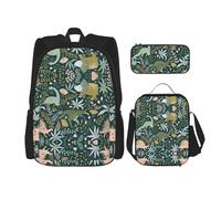 SUHNGE Set di borse 3 in 1 con stampa di ossa e artigli di cane, zaino a tracolla regolabile, astuccio portapranzo, astuccio, Simpatico dinosauro., Taglia unica