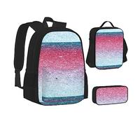 SUHNGE Set di zaini per la scuola 3 in 1 con stampa di colori pastello blu, rosa e viola, per adolescenti, borsa per il pranzo, zaino per bambini, Colori pastello blu rosa e viola, Taglia unica