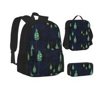 SUHNGE Set di zaini per la scuola 3 in 1 con stampa di mappe del mondo per adolescenti, borsa per il pranzo, zaino per bambini, Bella bottiglia di Under the Night Sky, Taglia unica
