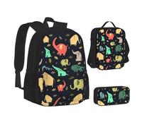 SUHNGE Set di zaini per la scuola 3 in 1 con stampa di mappe del mondo per adolescenti, borsa per il pranzo, zaino per bambini, Elefante colorato e foglia1, Taglia unica