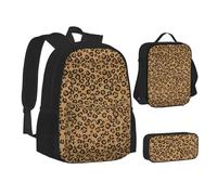 SUHNGE Set di zaino portapranzo 3 in 1 con stampa di leopardo selvatico, borsa per la scuola e astuccio abbinabili, Animale Leopardo Selvaggio, Taglia unica