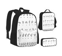 SUHNGE Set di zaino portapranzo con stampa di unicorni, 3 in 1, borsa per la scuola e astuccio abbinabili, Lingua dei segni alfabeto, Taglia unica