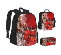SUHNGE White Beach Tropical Sea Print Teenage Bookbag Lunch Bag Pencil Case 3 in 1 Scuola Zaini Set Bambini Zaino, Natale magico, Taglia unica