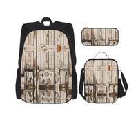 SUHNGE Zainetto con stampa di note musicali, 3 pezzi, borsa per la scuola con borsa per il pranzo, astuccio per ragazze, scuola media, Porta del fienile della stalla, Taglia unica