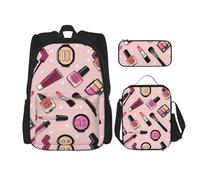 SUHNGE Zainetto con stampa di piante di cactus, 3 pezzi, con borsa per il pranzo, astuccio per ragazze, scuola media, Ragazza moderna cosmetica, Taglia unica