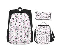 SUHNGE Zaino con stampa serpente verde, 3 pezzi, borsa per la scuola con borsa per il pranzo, astuccio per ragazze, scuola media, Bottiglia di profumo rosa Girly e barboncino, Taglia unica
