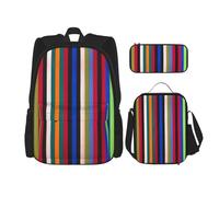 SUHNGE Zaino con tacco alto e stampa di scarpe da scuola, 3 pezzi, con borsa per il pranzo, astuccio per ragazze, scuola media, Verticale Strisce Color, Taglia unica