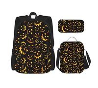 SUHNGE Zaino con tacco alto e stampa di scarpe da scuola, 3 pezzi, con borsa per il pranzo, astuccio per ragazze, scuola media, Felice Halloween1, Taglia unica