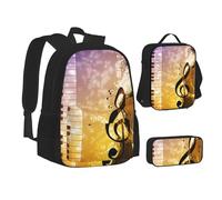 SUHNGE Zaino per bambini con stampa campo da golf, borsa per il pranzo, 3 in 1, zaino per la scuola, Note musicali per violino pianoforte, Taglia unica, moderno