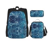 SUHNGE Zaino per la scuola con stampa di farfalle colorate con motivo floreale bianco, 3 pezzi, con borsa per il pranzo, astuccio per ragazze, scuola media, Tema Spiaggia dell'Oceano Tropicale, Taglia