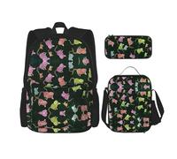 SUHNGE Zaino scolastico 3 in 1 con stampa di Halloween, set con portapranzo, astuccio da viaggio per laptop, Simpatico topolino., Taglia unica