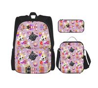 SUHNGE Zaino scolastico con stampa di chitarre 3 in 1, set con portapranzo, astuccio da viaggio per laptop, Piccolo Bulldog francese, Taglia unica
