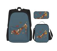 SUHNGE Zaino scolastico con stampa mimetica 3 in 1, set con portapranzo, astuccio da viaggio per laptop, Farfalla tacco alto, Taglia unica