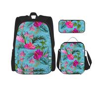 SUHNGE Zebra, set 3 in 1 con stampa animalier, zaino a tracolla regolabile, astuccio portapranzo, Ciao Hawaii, Taglia unica