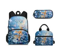 Suhoaziia 3pcs Zaino Scuola per Primaria Medio Alto Studente Bookbags con Lunch Bag Pencil Case, Cervo floreale, Zaini Daypack